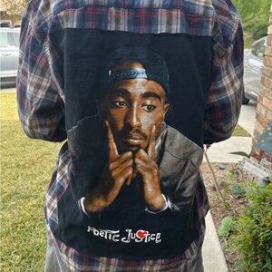Poetic Justice Flannel Shirt upcycled unisex Size XL